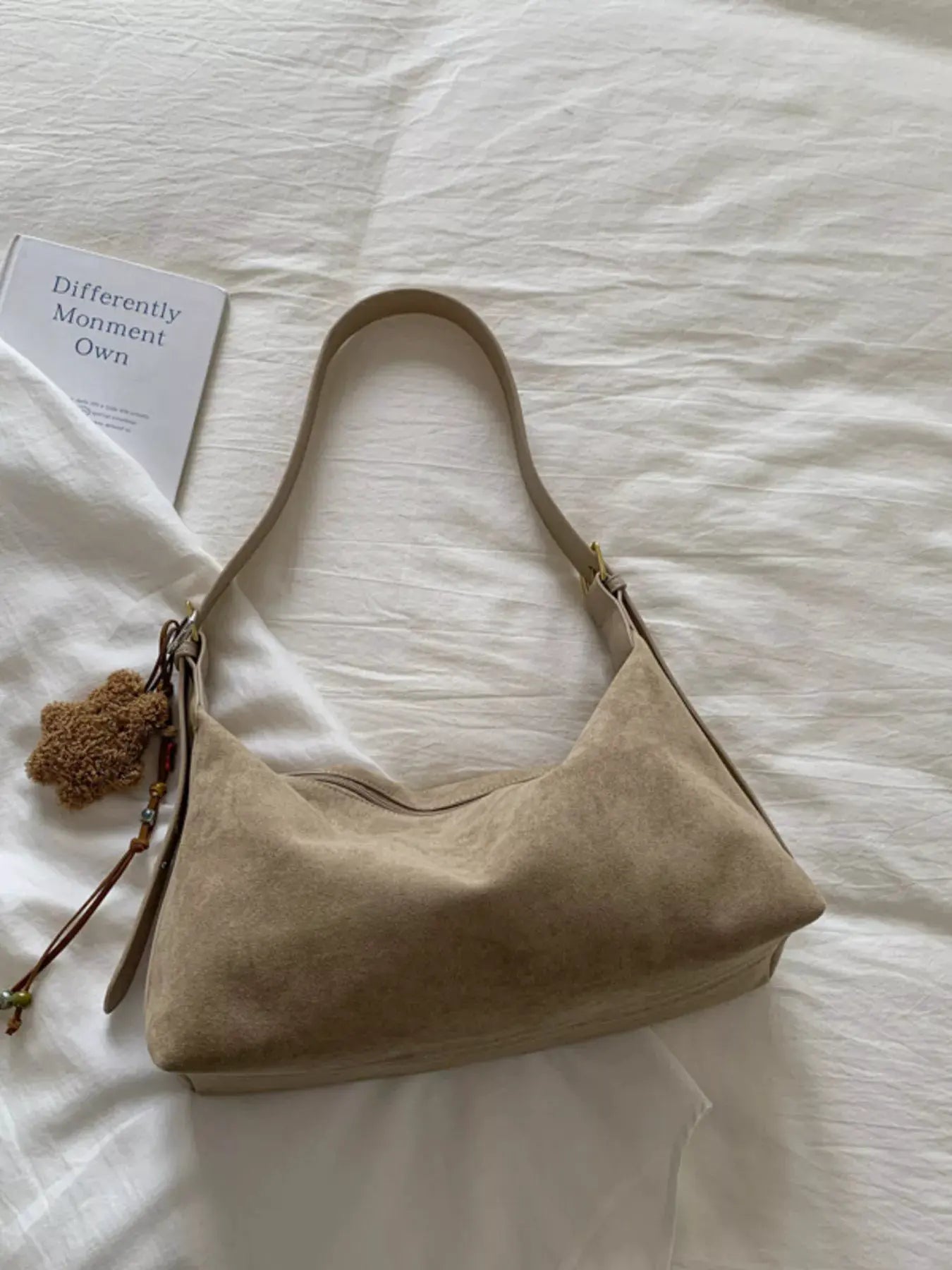 Solid Color Suede Hobo Crossbody Bag by Partner Label