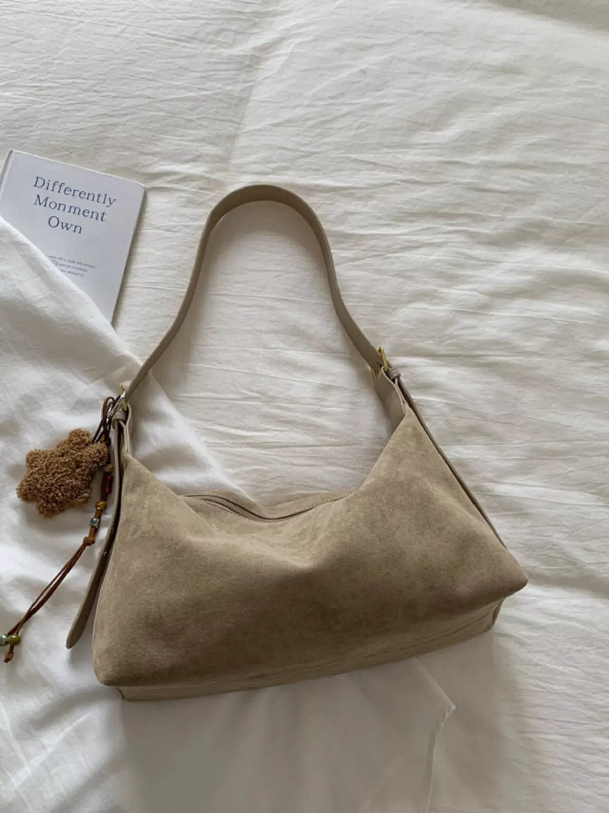 Solid Color Suede Hobo Crossbody Bag by Partner Label
