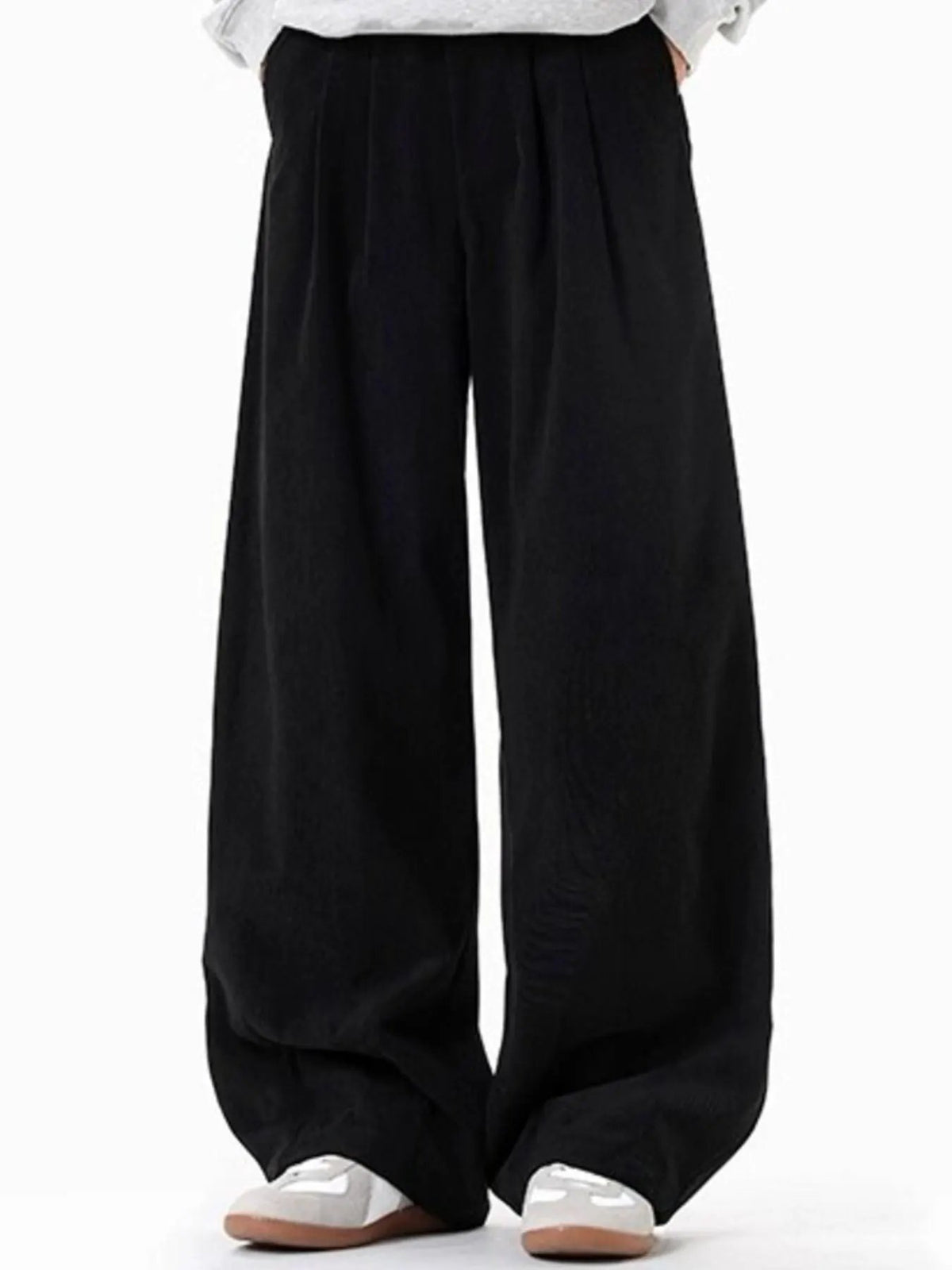 Men's Plus Size Pleated Detail Wide Leg Pants by Partner Label