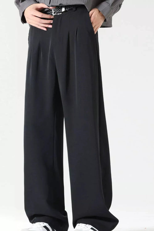 Men's Plus Size Wide Leg Pleated Dress Pants by Partner Label