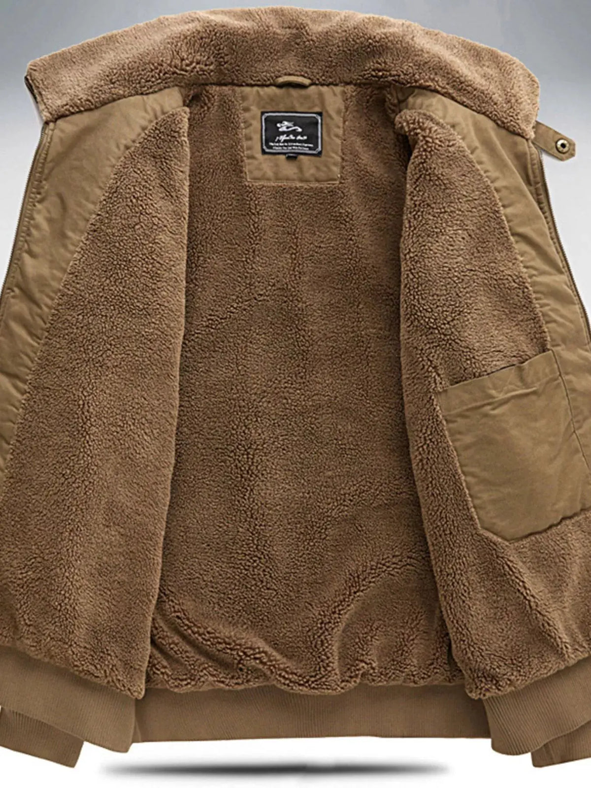 Men's Plus Size Sherpa Lined Zip Up Jacket by Partner Label