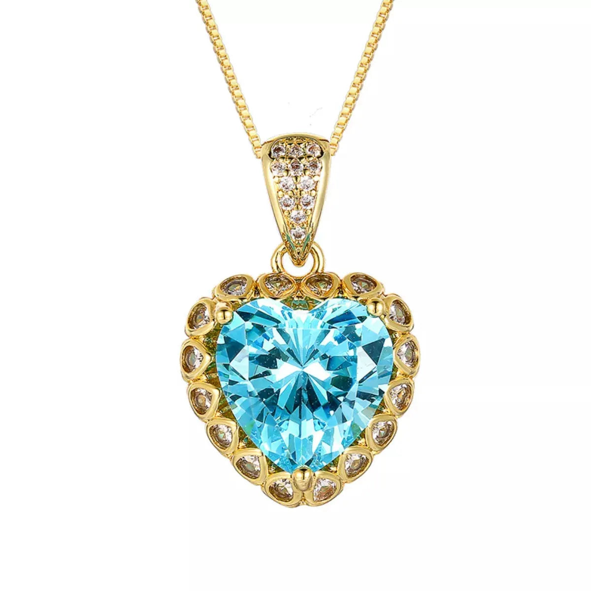 Heart-Shaped Aquamarine Pendant Necklace by Partner Labels