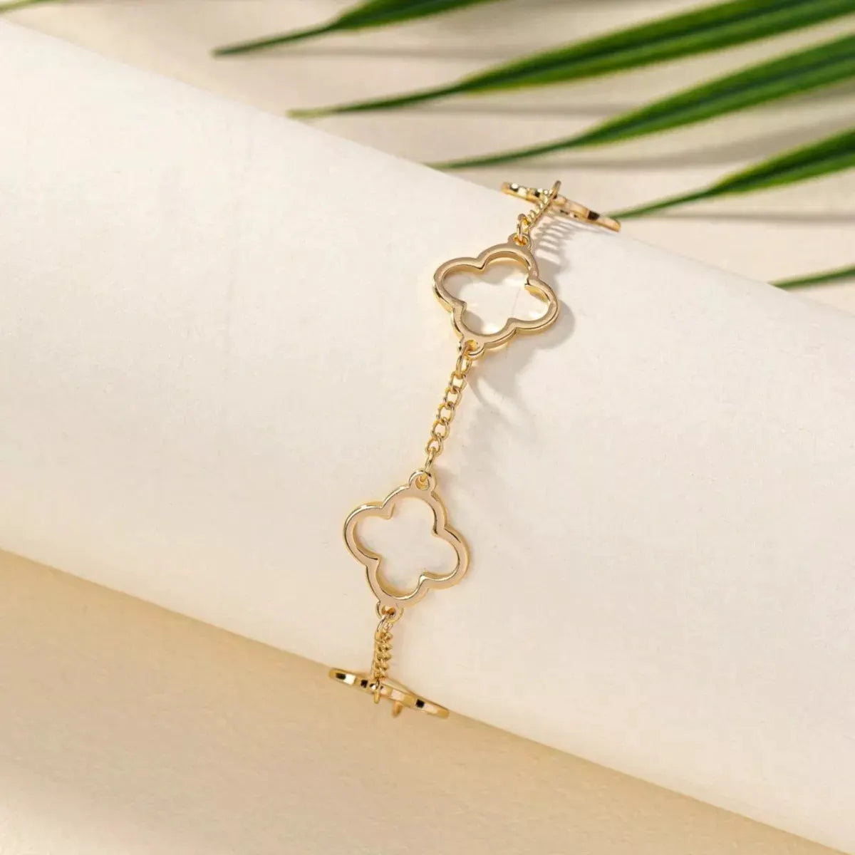 18K Gold-Plated Four Leaf Clover Bracelet by Partner Label