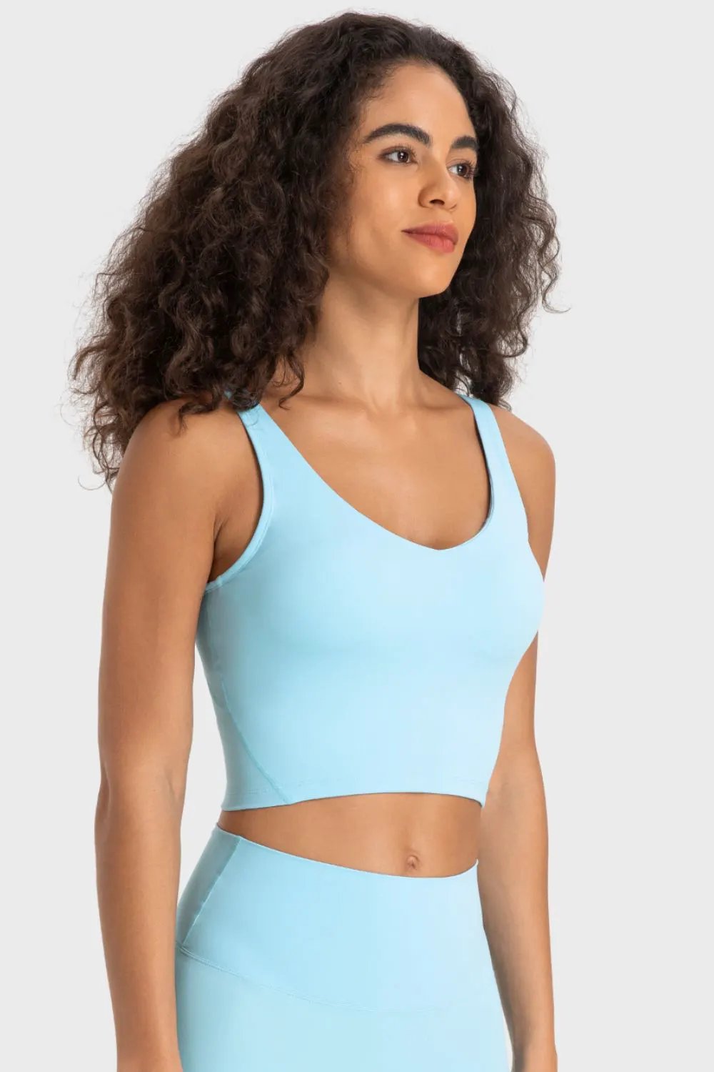 Millennia Deep V-Neck Crop Sports Bra by Millennia