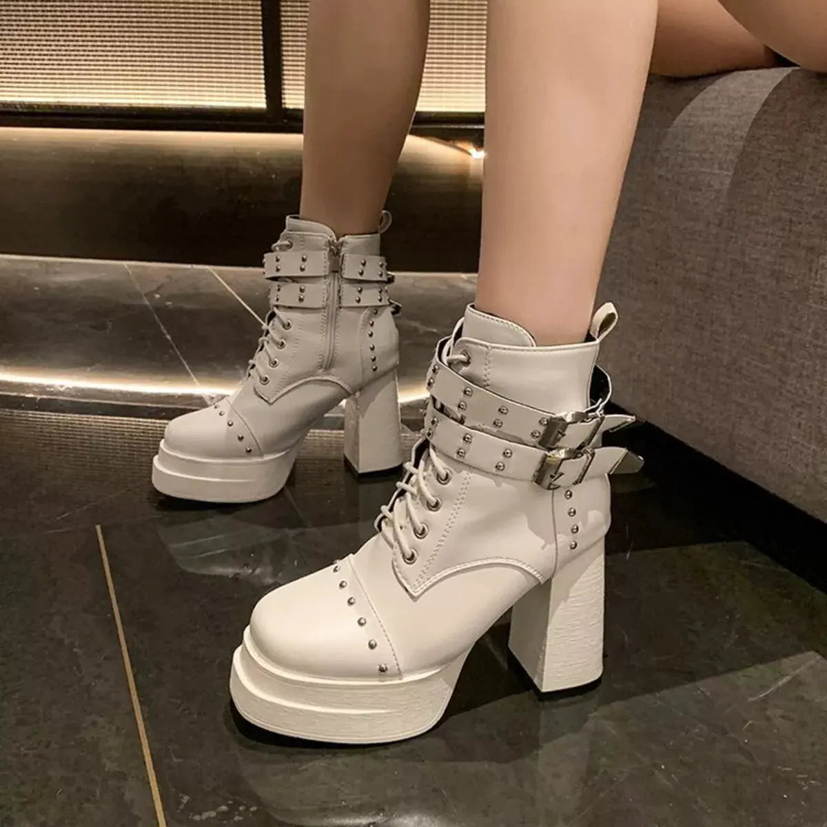 Round Toe Block Heels Boots by Partner Label