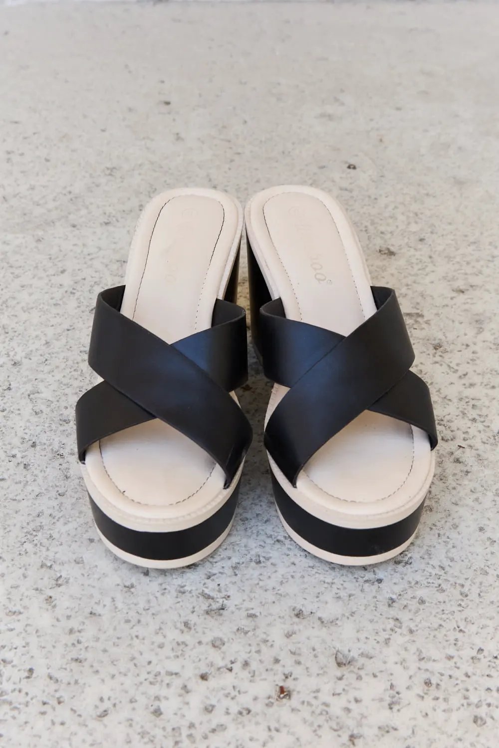 Weeboo Cherish The Moments Contrast Platform Sandals in Black by Weeboo