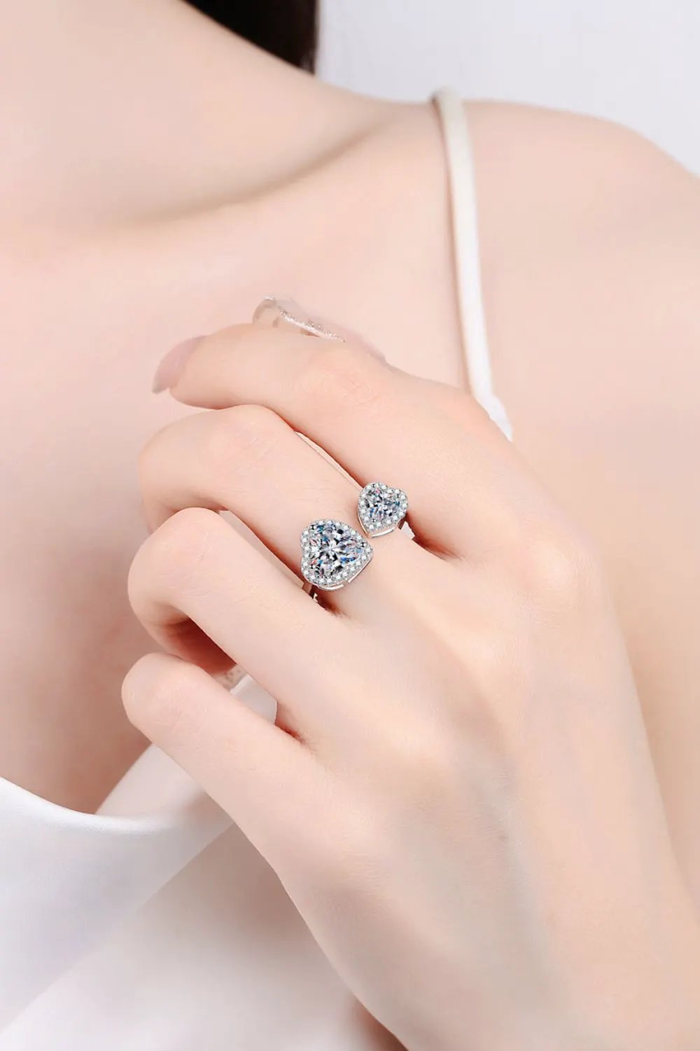 Heart-Shape Moissanite Open Ring by Partner Label