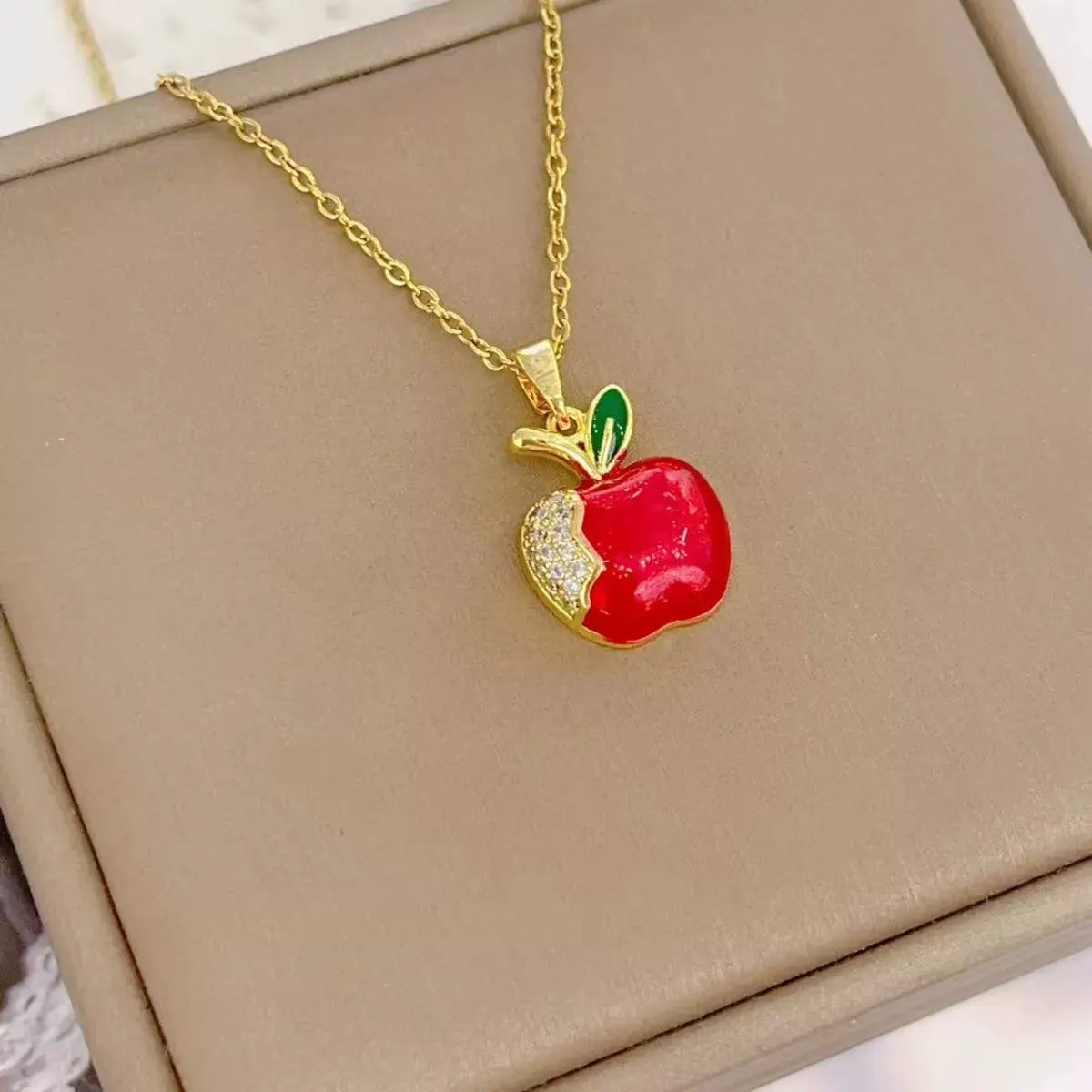 18K Gold-Plated Apple Necklace by Partner Labels