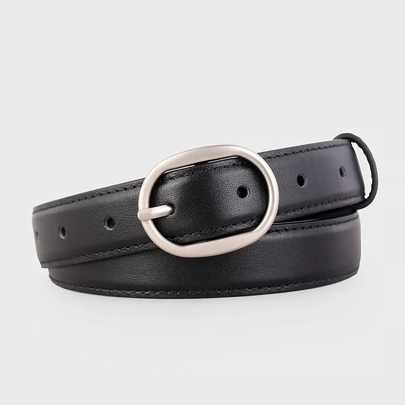 Oval Buckle Leather Belt by Trendsi