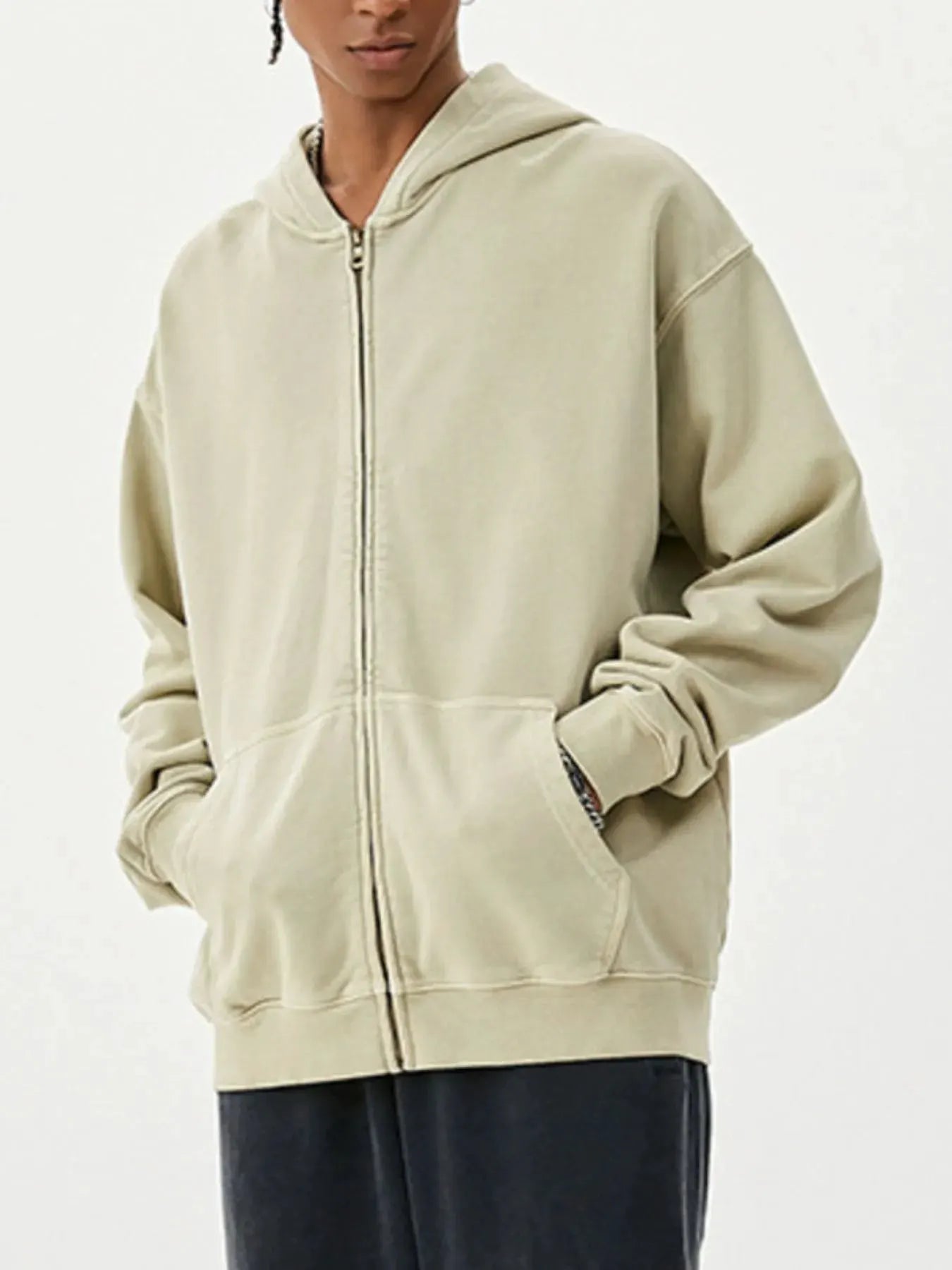 Men's Zip Up Long Sleeve Hoodie by Trendsi