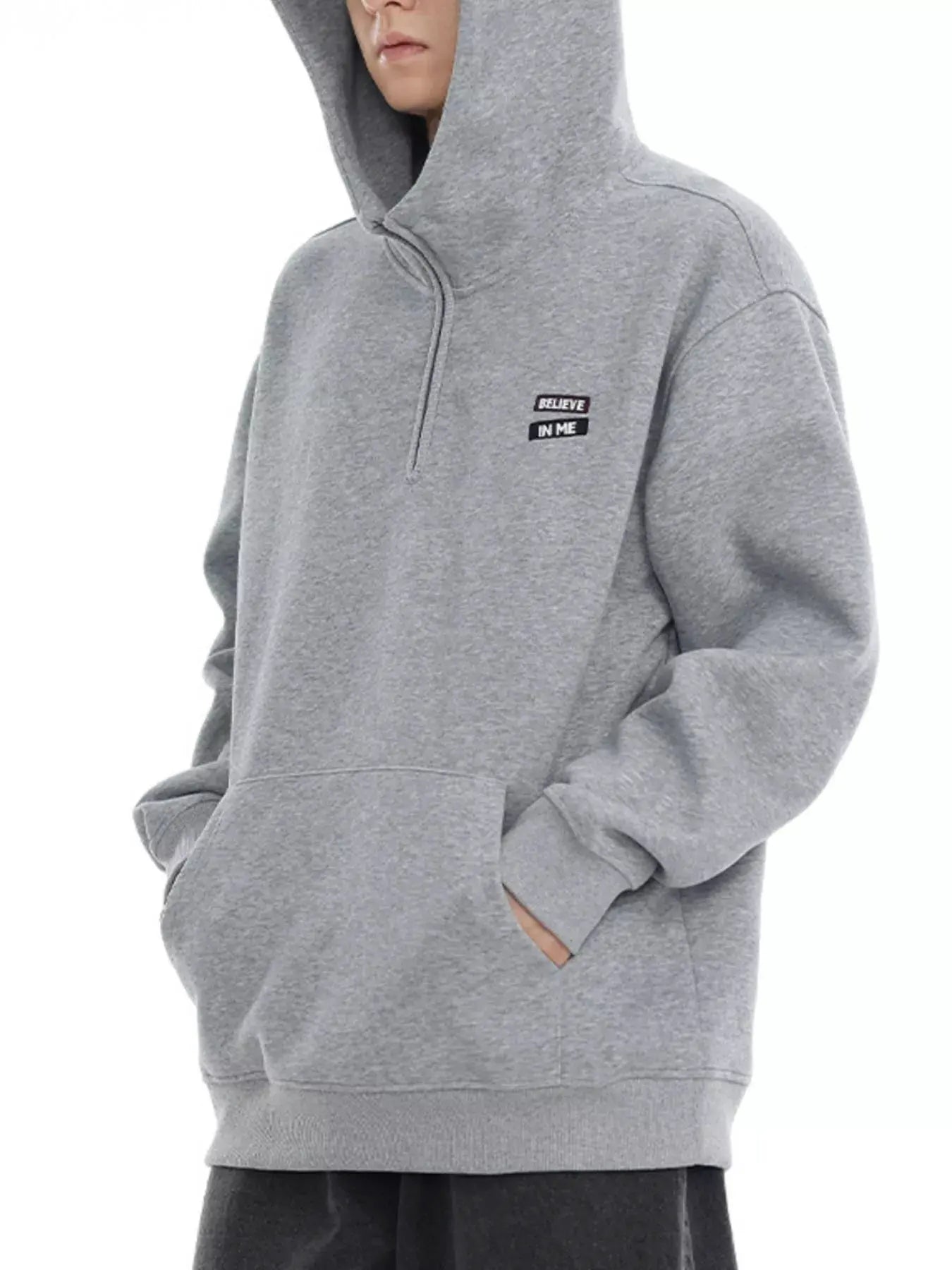 Men's Plus Size Quarter-Zip Long Sleeve Hoodie by Partner Label