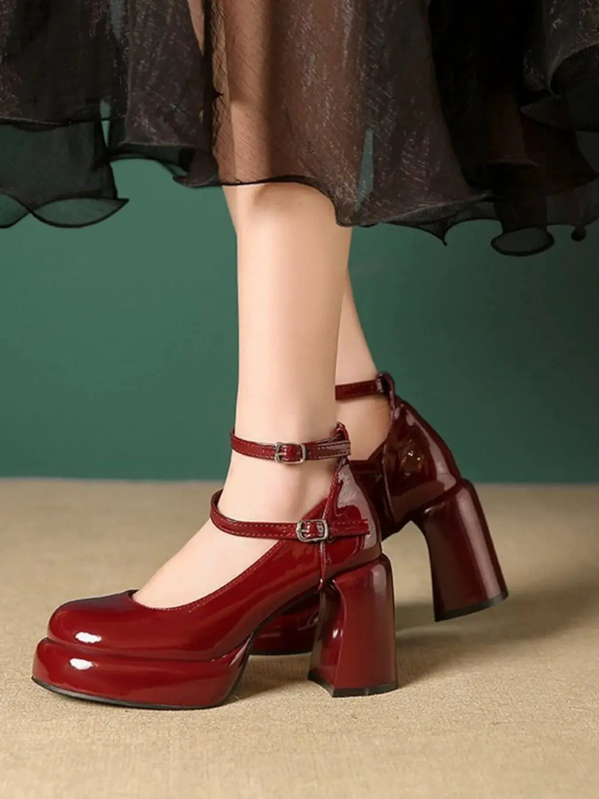 Patent Leather Mary Jane Platform Pumps by Partner Label