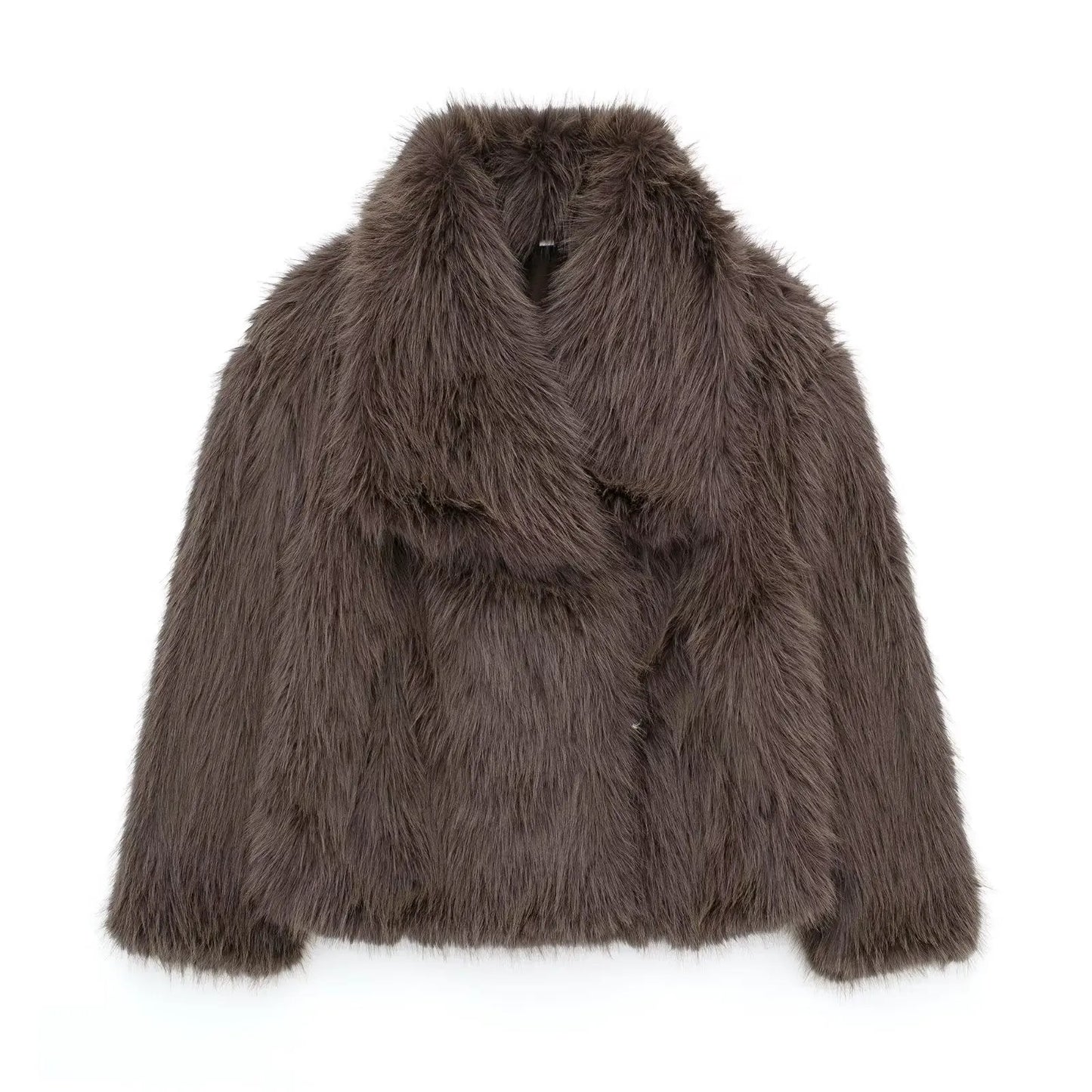 Winter Plush Coat Fashion Warm Thicken Fluffy Lapel Jacket Outwear Casual Long Sleeve Tops Womens Clothing by Maiden-Art