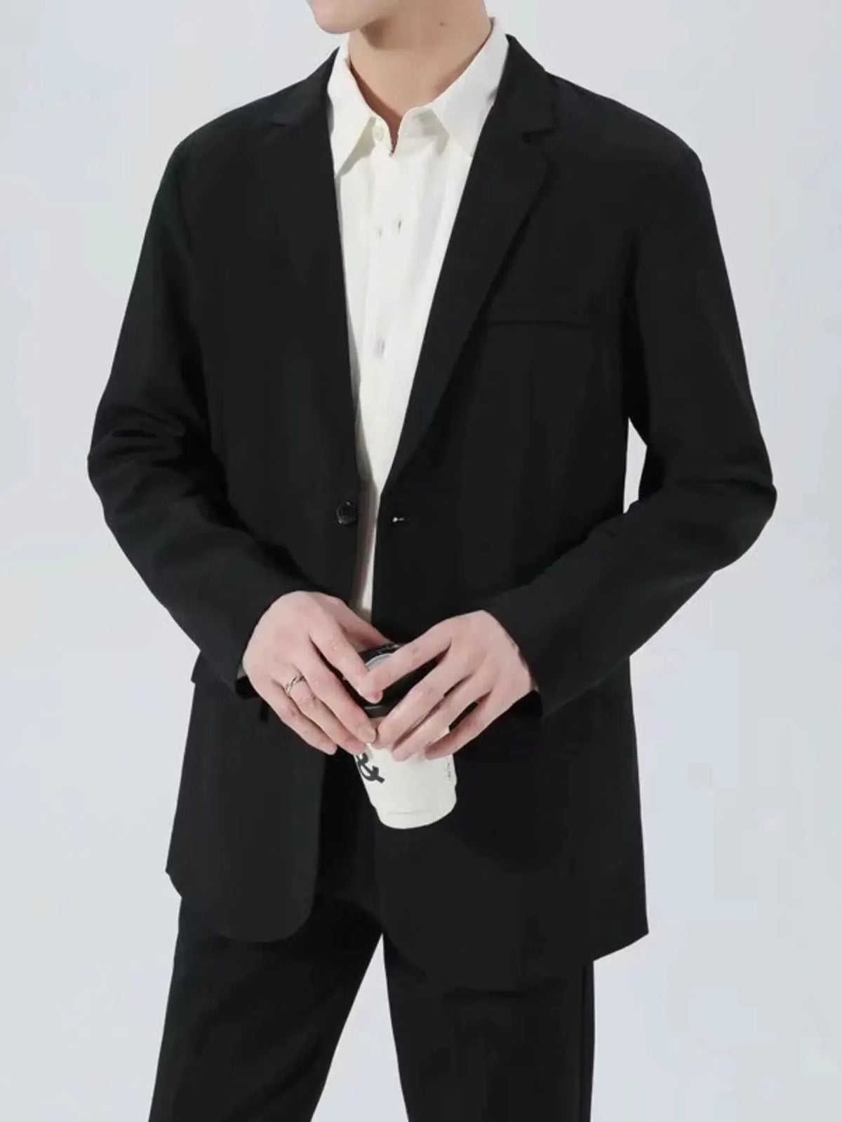 Men's Plus Size Classic Fit Two-Button Blazer by Trendsi
