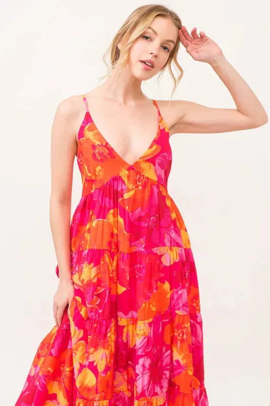 And The Why Floral Tiered Maxi Cami Dress with Pockets by And The Why