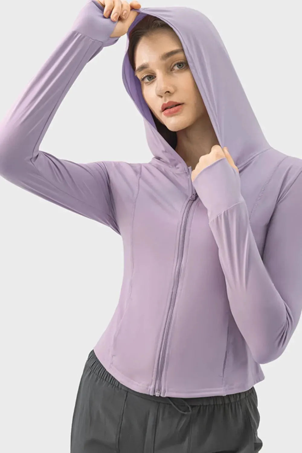 Millennia Pocketed Zip Up Hooded Long Sleeve Active Outerwear by Millennia