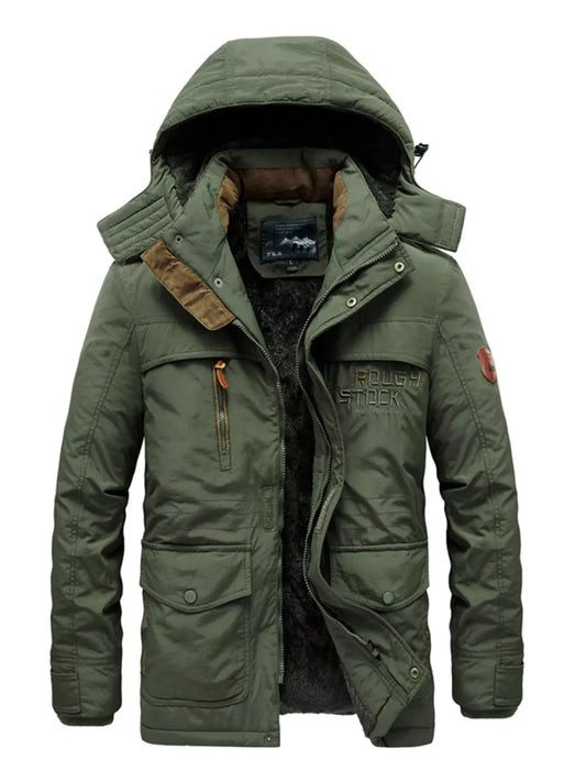 Men's Plus Size Zip Up Hooded Parka Coat by Partner Label