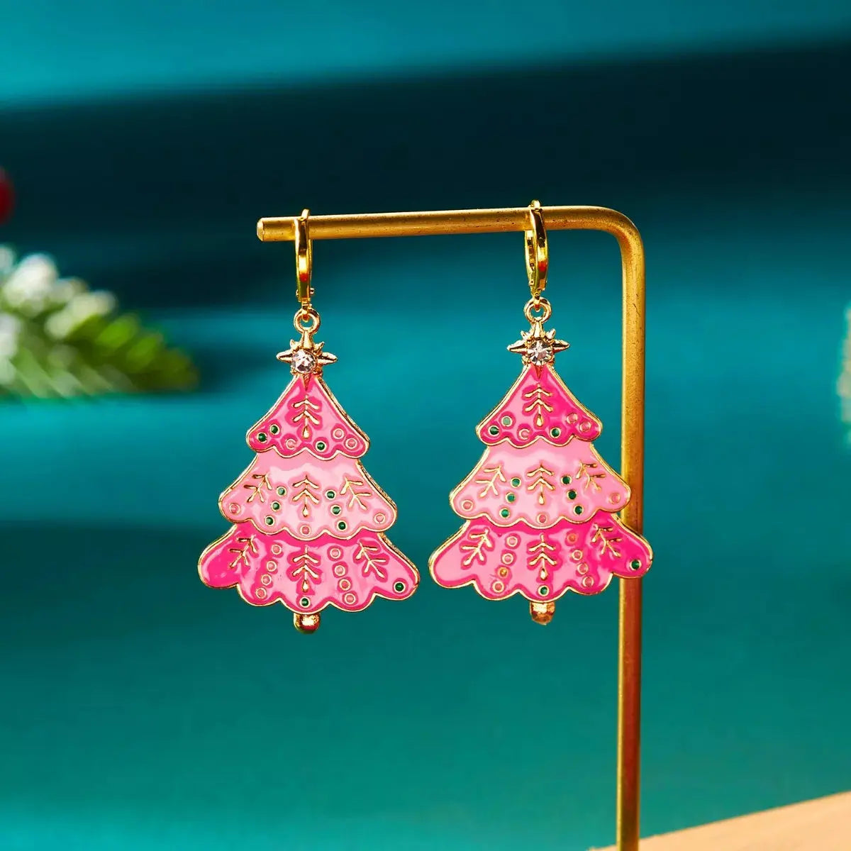 Christmas Tree Dangle Earrings by Partner Label
