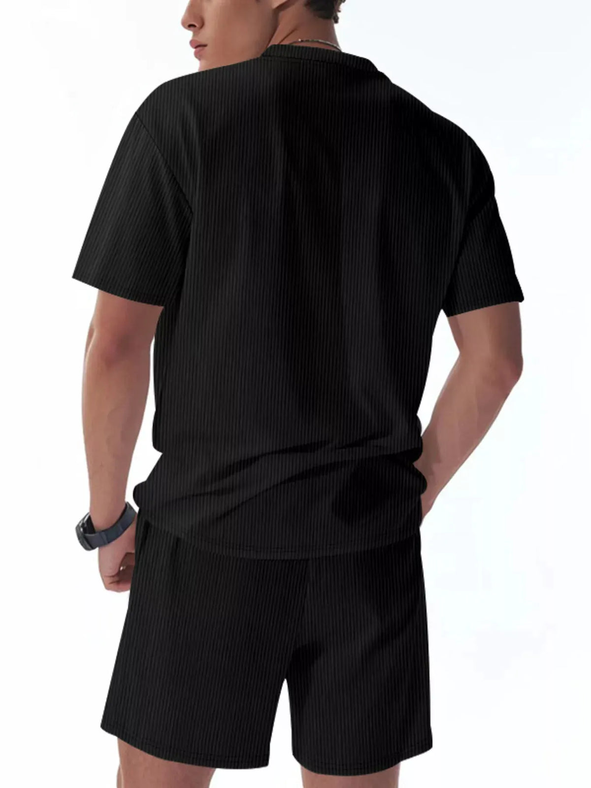 Men's Full Size Casual Striped Top and Shorts Set Plus Size by Trendsi