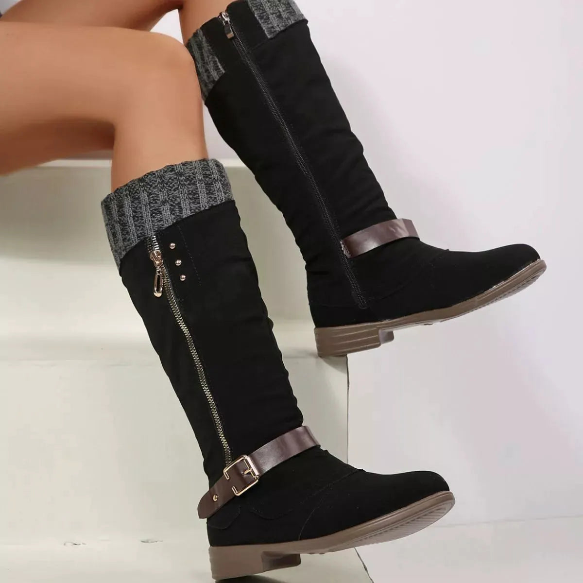 Round Toe Block Heels Boots by Partner Label
