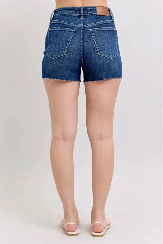 Judy Blue Full Size High Waist Criss-Cross Waistband Denim Shorts Plus Size by Judy Blue
