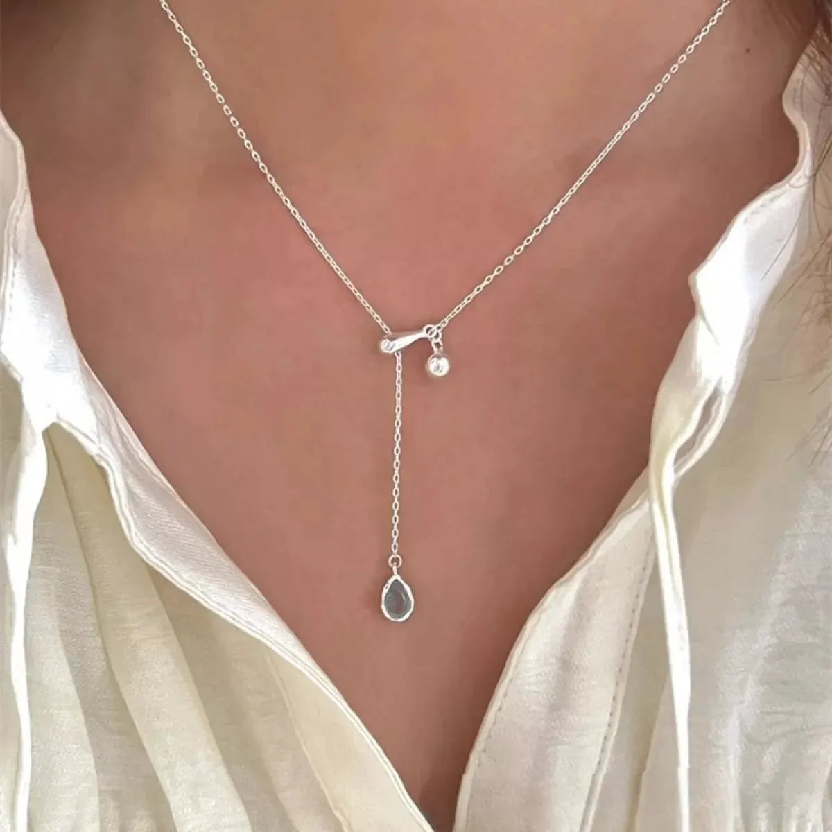 925 Sterling Silver Y-Shaped Drop Necklace by Partner Labels