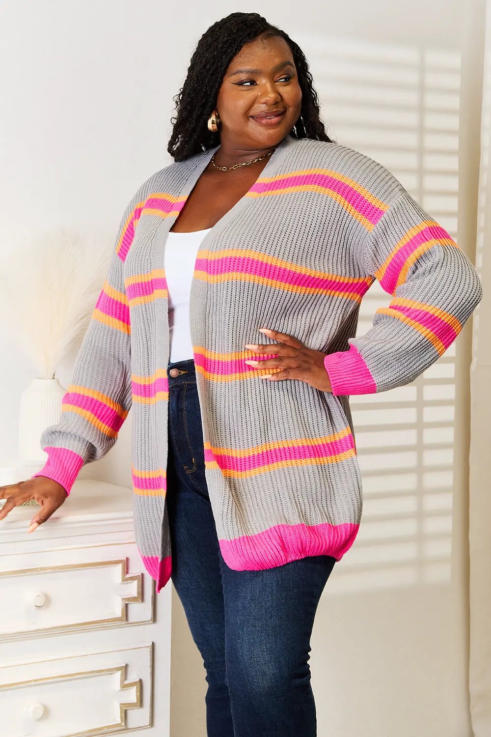 Woven Right Ribbed Long Sleeve Cardigan by Woven Right