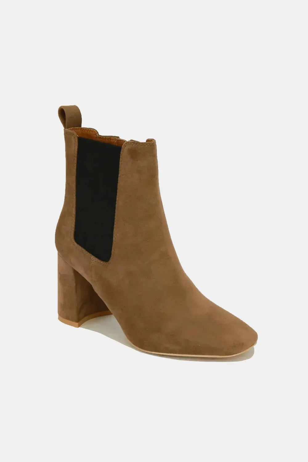 Beast Fashion Faux Suede Block Heel Chelsea Boots with Elastic Side Panel by Beast Fashion