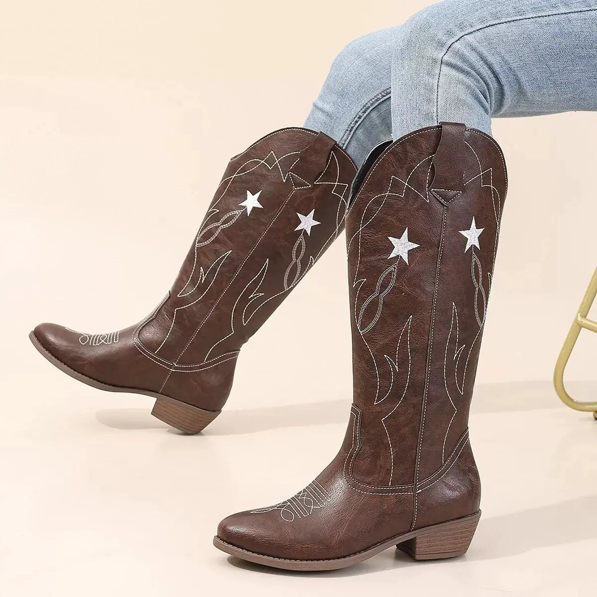 Western Star Embroidered Cowboy Boots by Partner Label