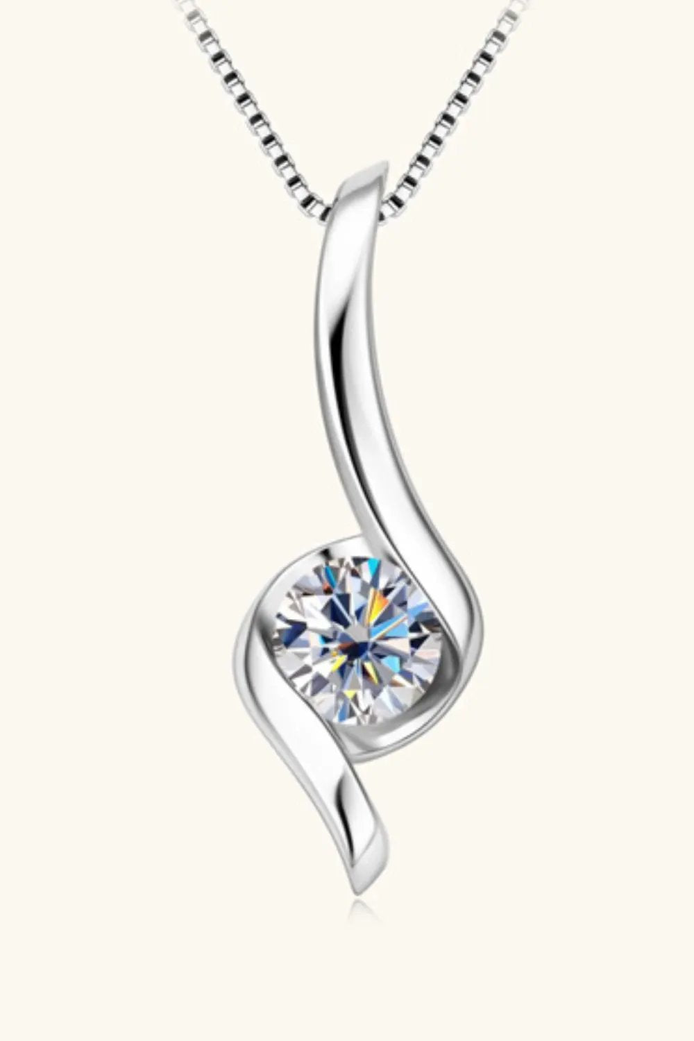 1 Carat Moissanite 925 Sterling Silver Necklace by Partner Labels