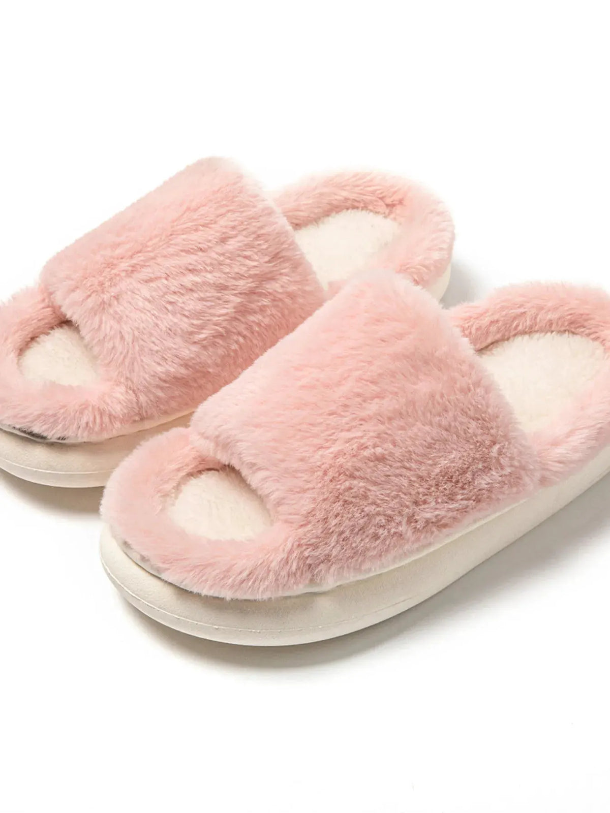 Fluffy Open Toe Comfort Slippers by Partner Label