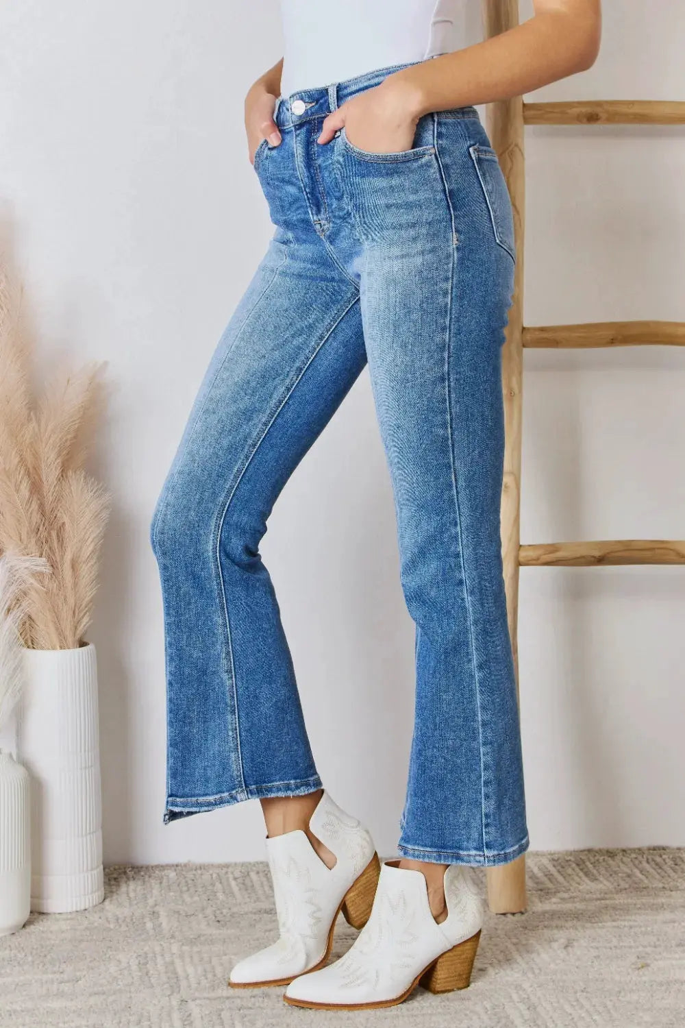 RISEN Full Size High Rise Ankle Flare Jeans by RISEN