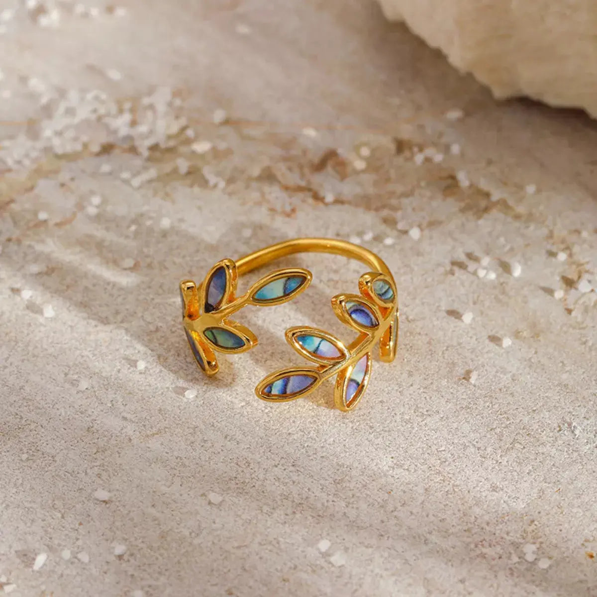 18K Gold-Plated Resin Leaf Bypass Ring by Partner Label