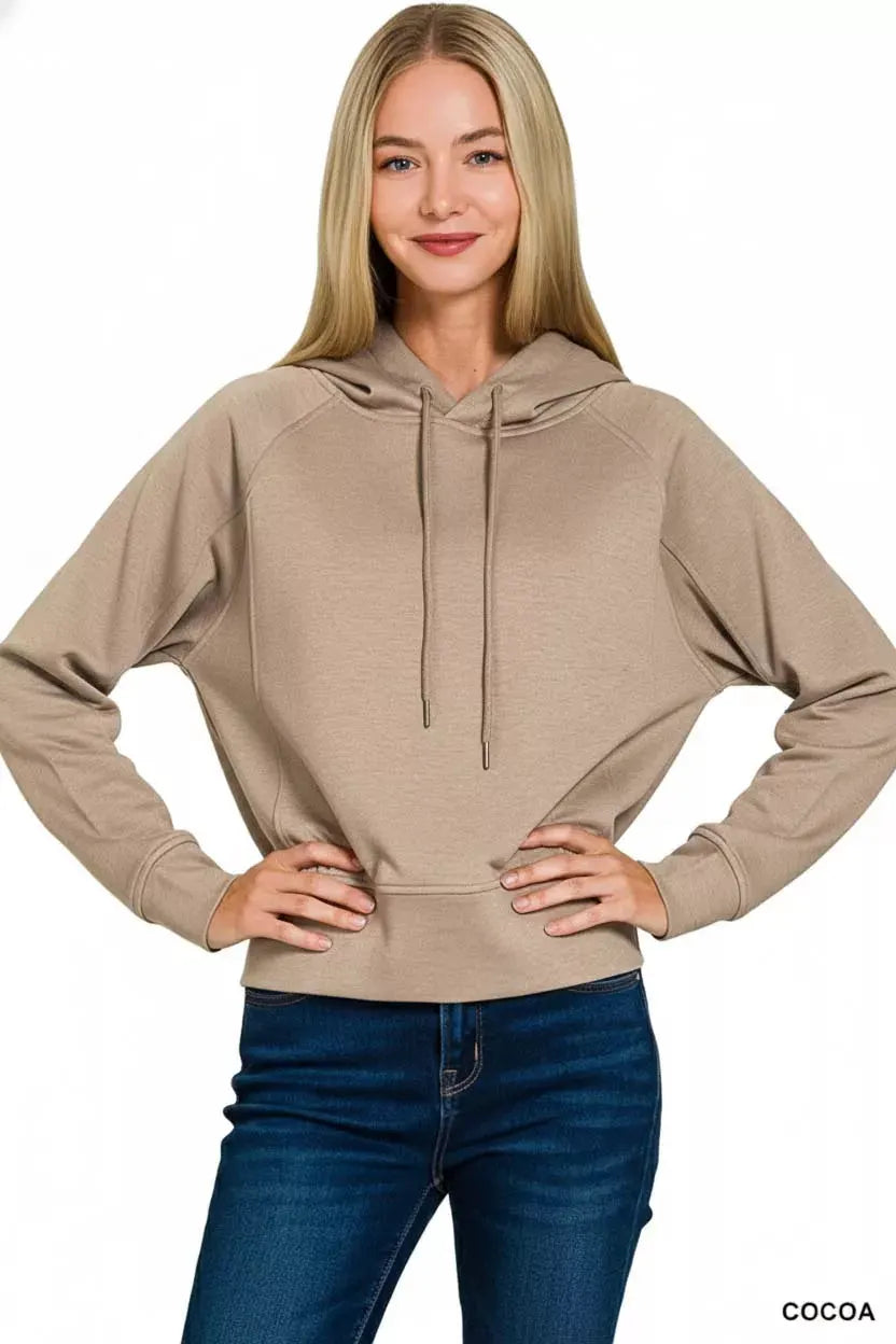 Zenana Drawstring Scuba Hoodie by Zenana