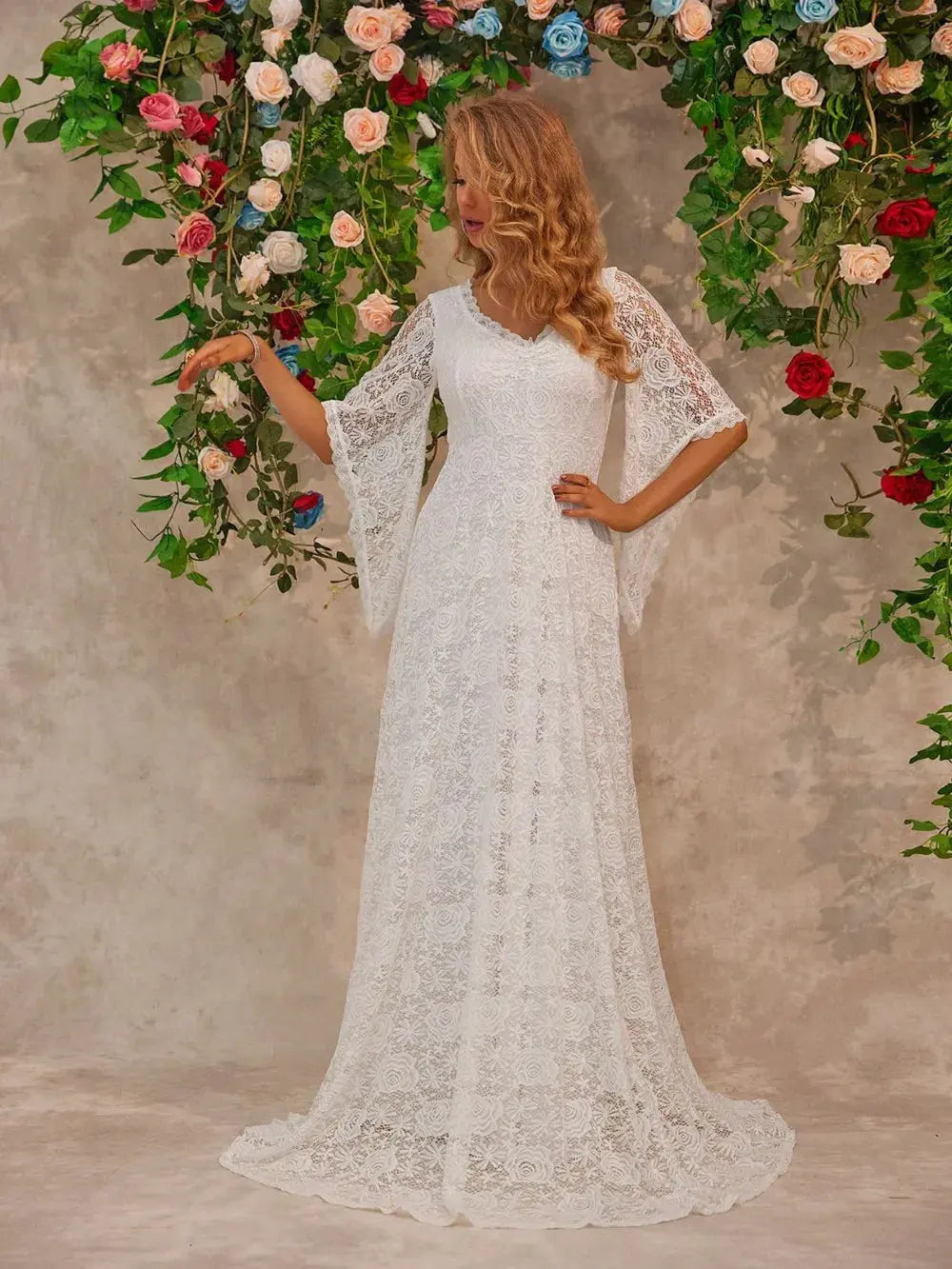Lace V-Neck Floor length Dress by Partner Label