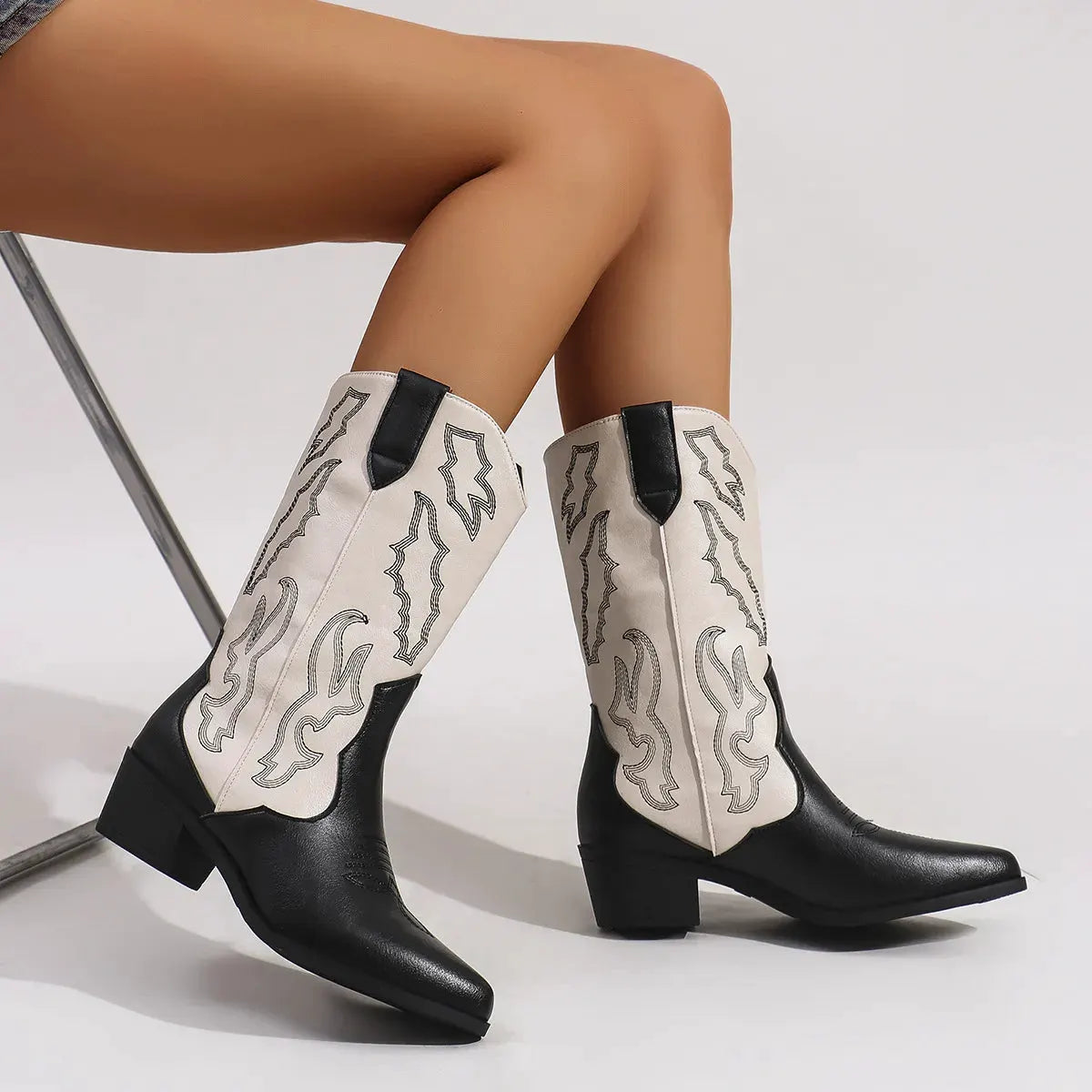 Point Toe Block Heels Boots by Partner Label