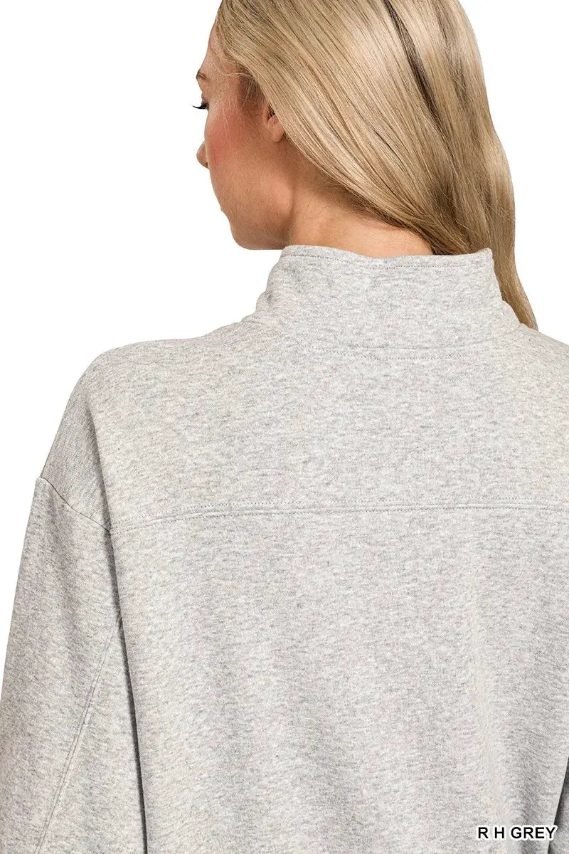 Zenana Fleece Half Zip Sweatshirt by Zenana