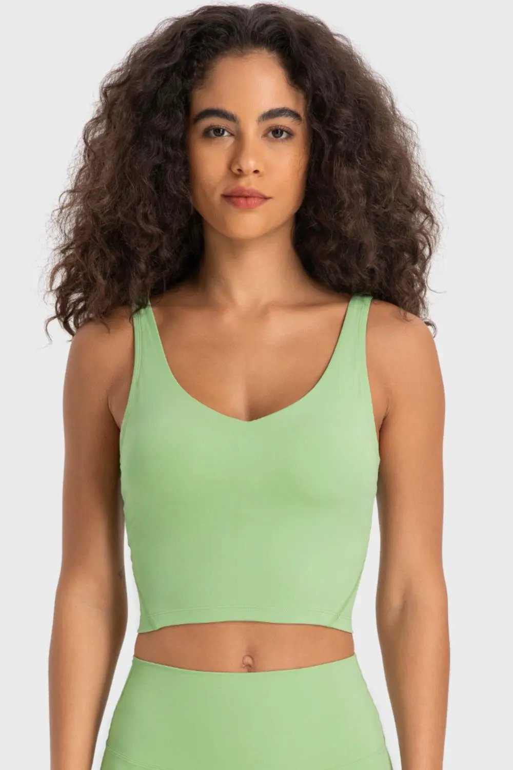Millennia Deep V-Neck Crop Sports Bra by Millennia