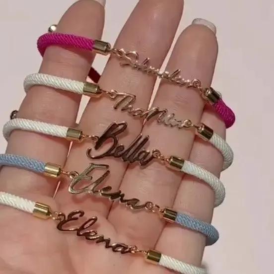 Personalized Colorful Rope Chain Custom Name Bracelet Personalized Adjustable Name Jewelry For Girls by Maiden-Art