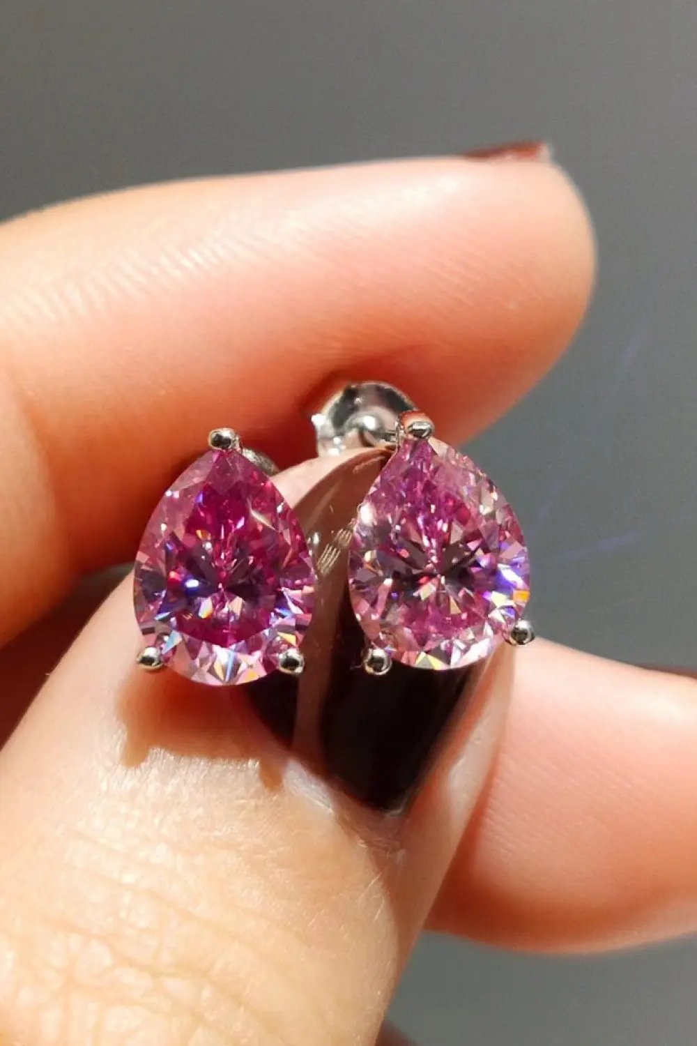 2 Carat Teardrop Moissanite Platinum-Plated Stud Earrings by Partner Label