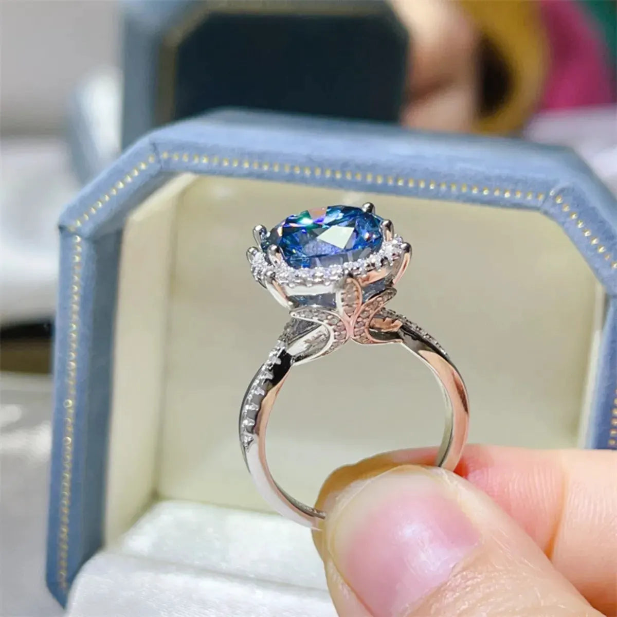 5 Carat Moissanite Halo Engagement Ring by Partner Label