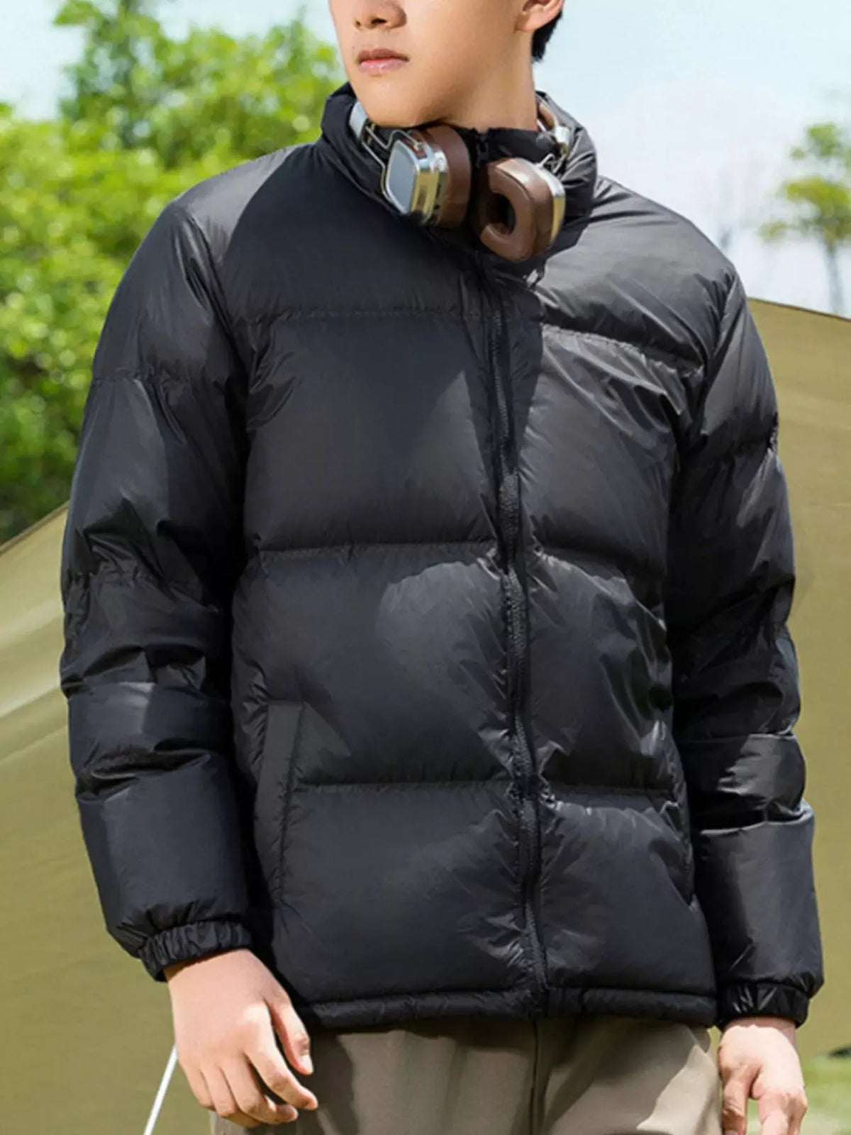 Men's Full Size Lightweight Packable Zip Up Puffer Jacket Plus Size by Partner Label