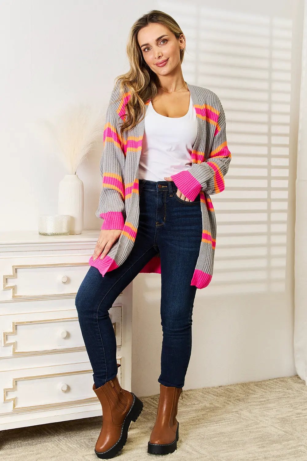 Woven Right Ribbed Long Sleeve Cardigan by Woven Right