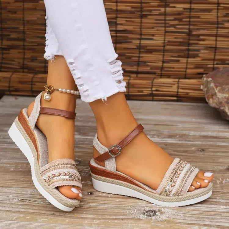 Open Toe Platform Wedge Sandals by Partner Label
