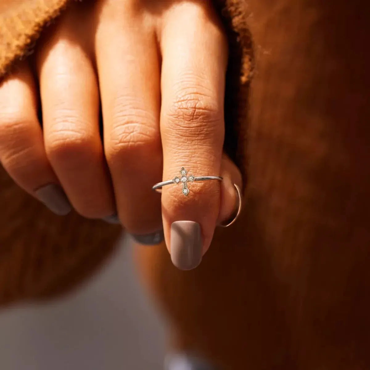 925 Sterling Silver Zircon Cross Ring by Partner Label