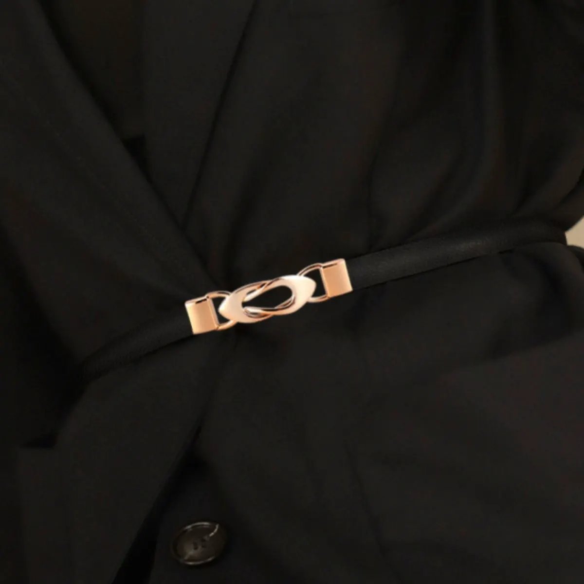 Skinny Leather Belt with Interlocking Buckle by Trendsi