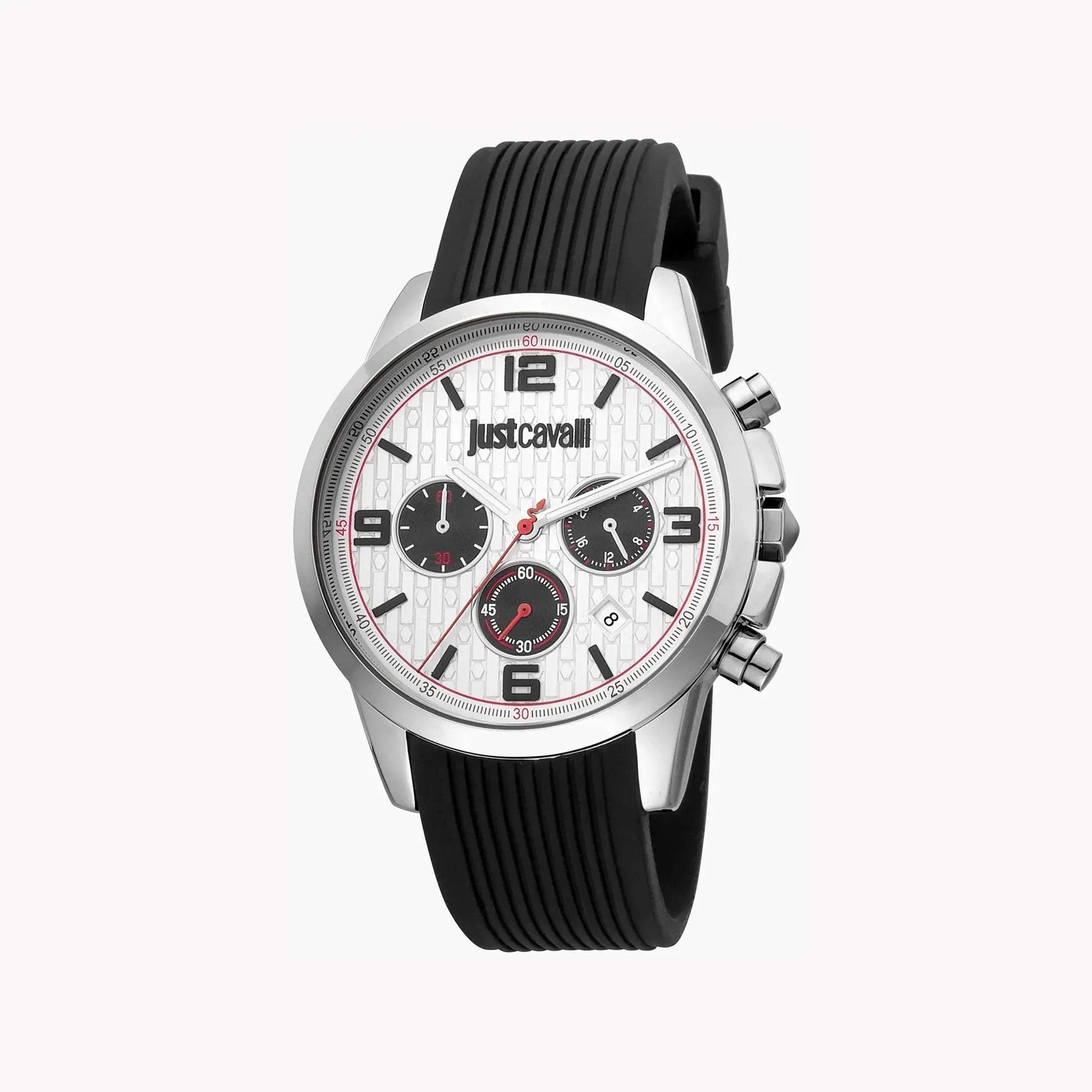 Just Cavalli Men's Black Silicone Watch, Silver Dial | Jc1g175p0015 by JUST CAVALLI