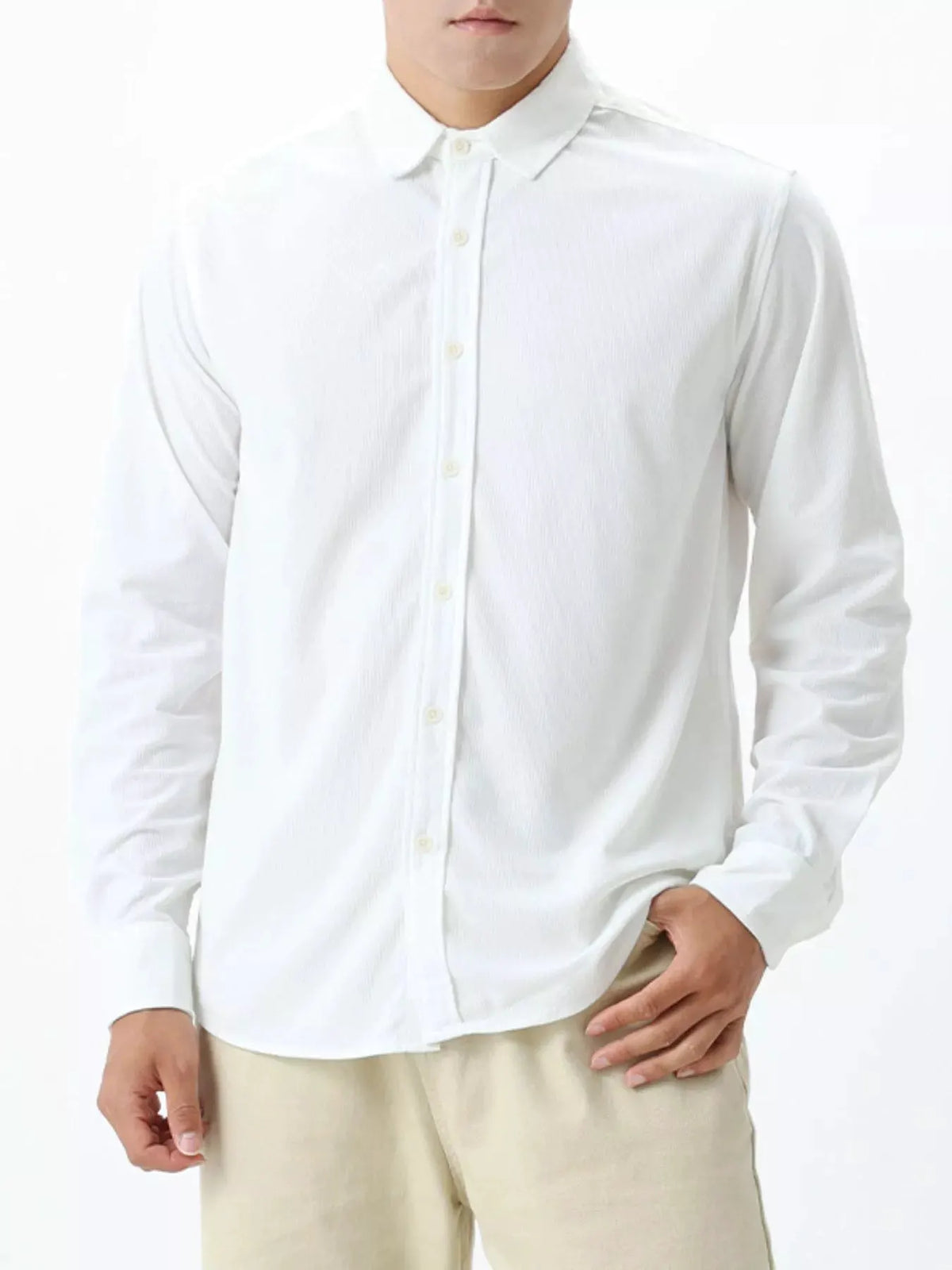 Men's Plus Size Button Up Long Sleeve Shirt by Trendsi