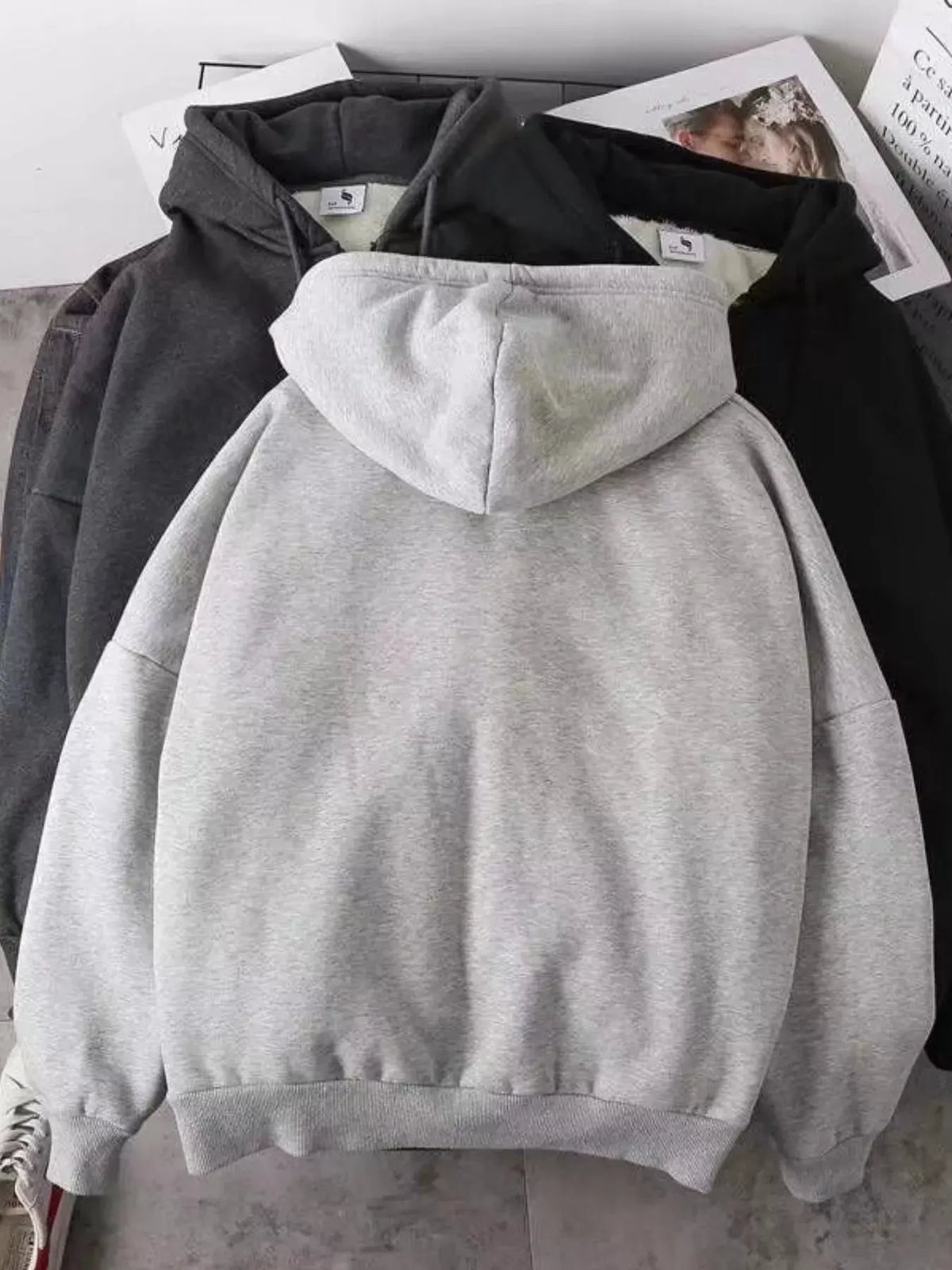 Men's Plus Size Fleece Lined Zip-Up Hoodie by Partner Label