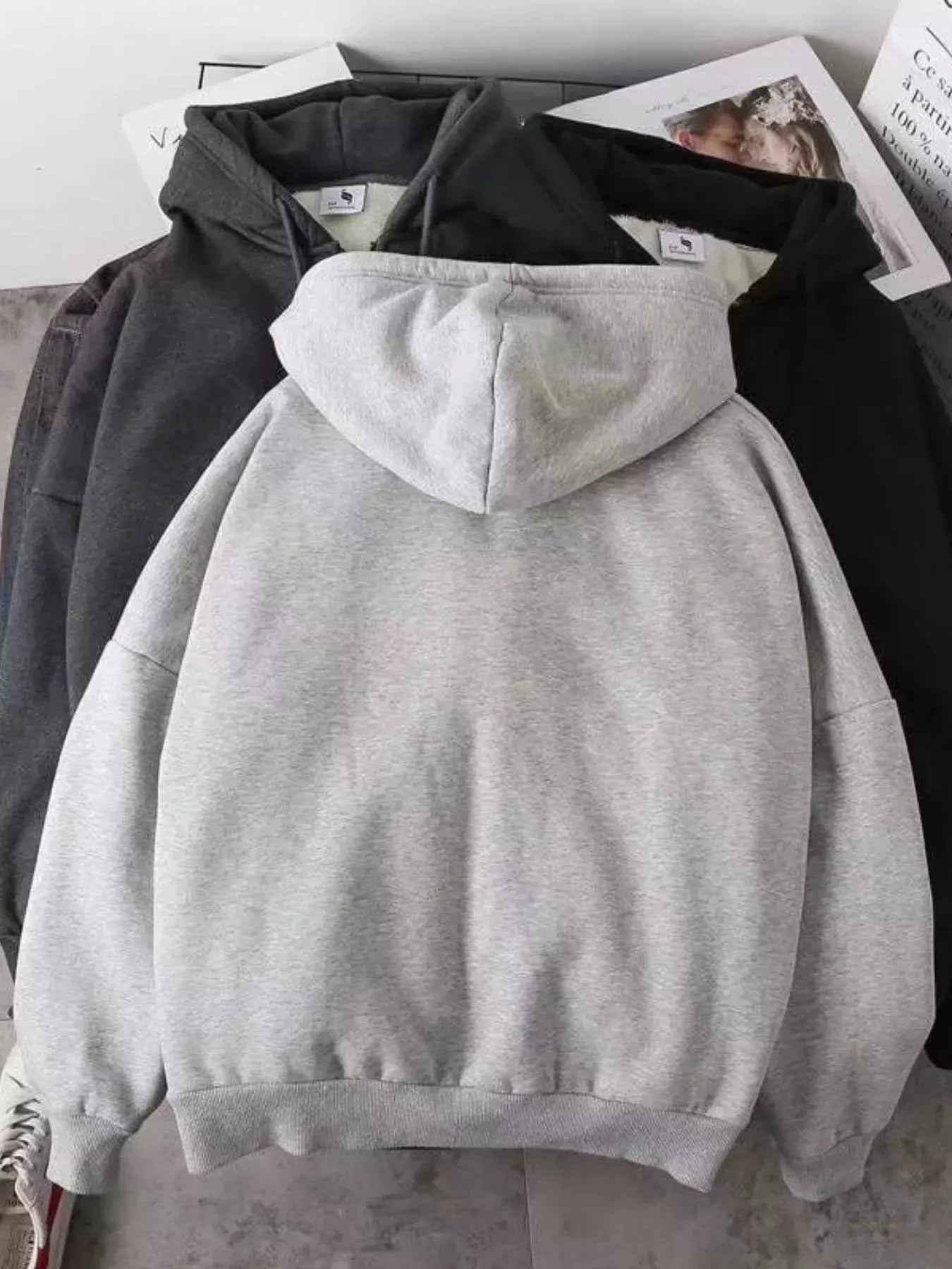 Men's Plus Size Fleece Lined Zip-Up Hoodie by Partner Label